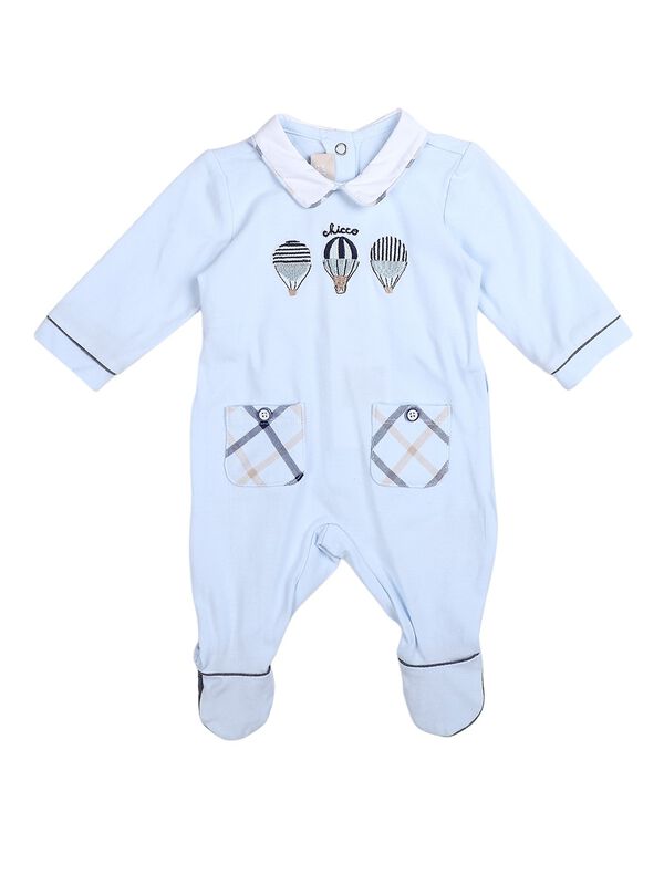 Boys Light Blue Nappy Opening Babysuit image number 0